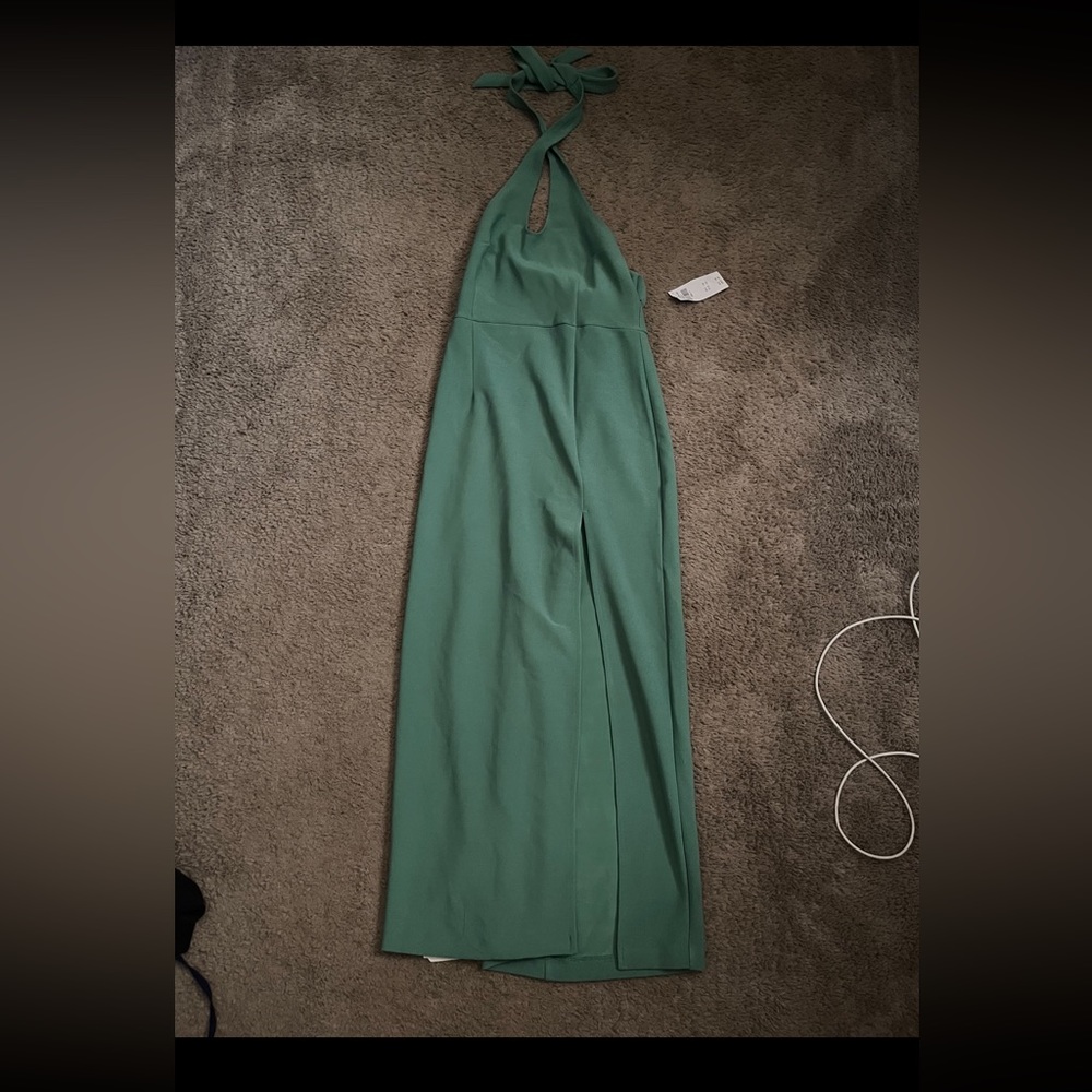 Green Abercrombie halter midi dress with side slit. S petite/short New w tags